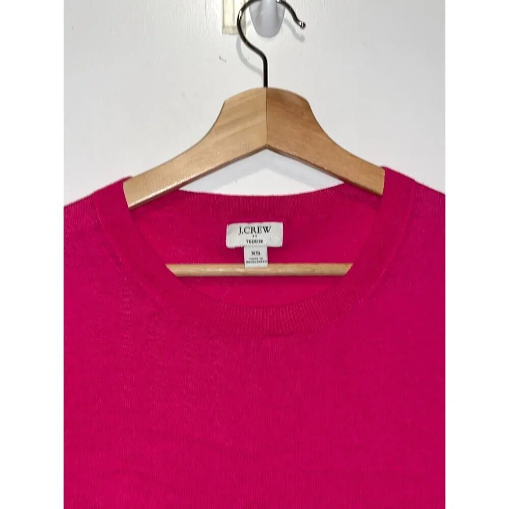 J.Crew Hot Pink 100% Cotton Crewneck  Pullover Sweater Women's Size XS